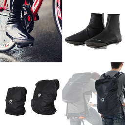 雨や雪から、足元と鞄を守る！自転車用シューズカバーとバックパックカバー発売。